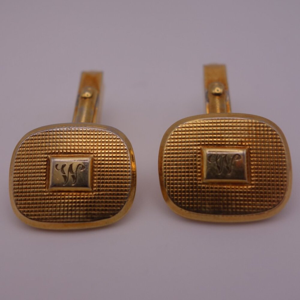 Letter W or M Gold Color Cuff Links